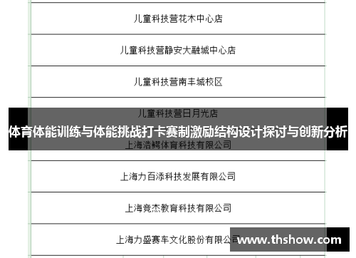 体育体能训练与体能挑战打卡赛制激励结构设计探讨与创新分析